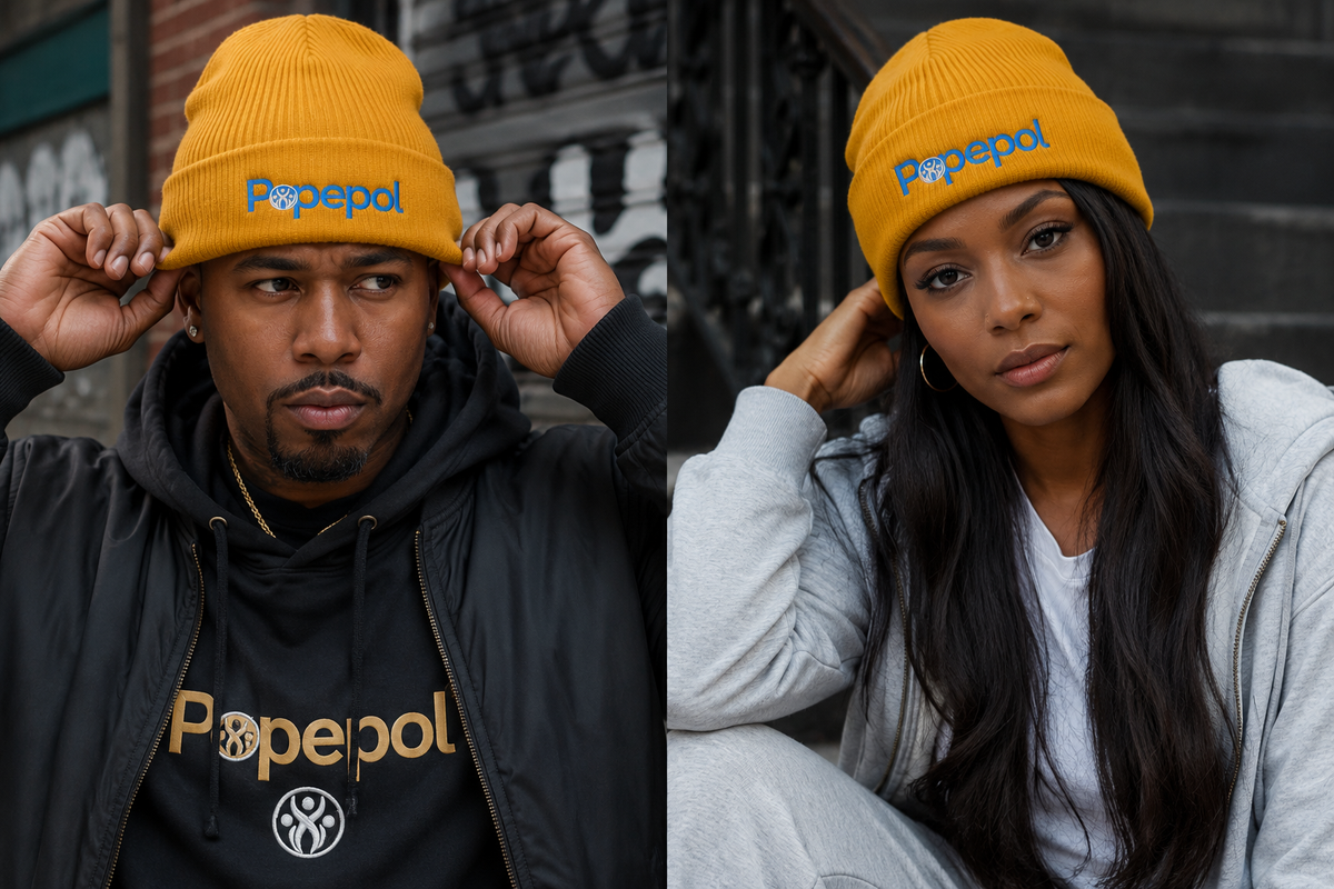 Popepol “Rise above it” (TJ) Organic ribbed beanie