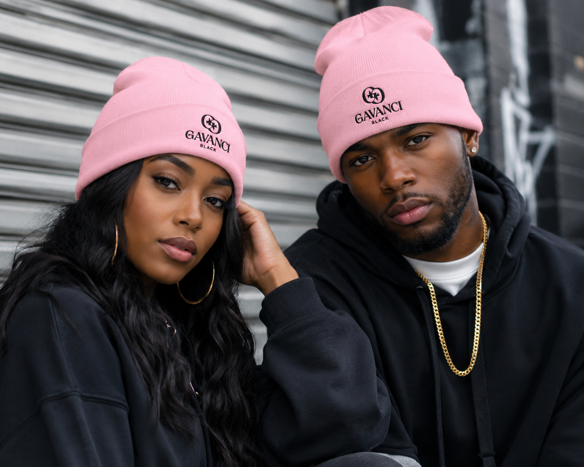 Gavanci Black Designer Cuffed Beanie