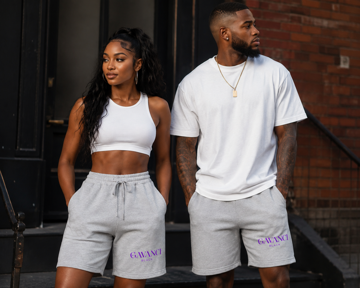 Gavanci Black Original Logo fleece shorts