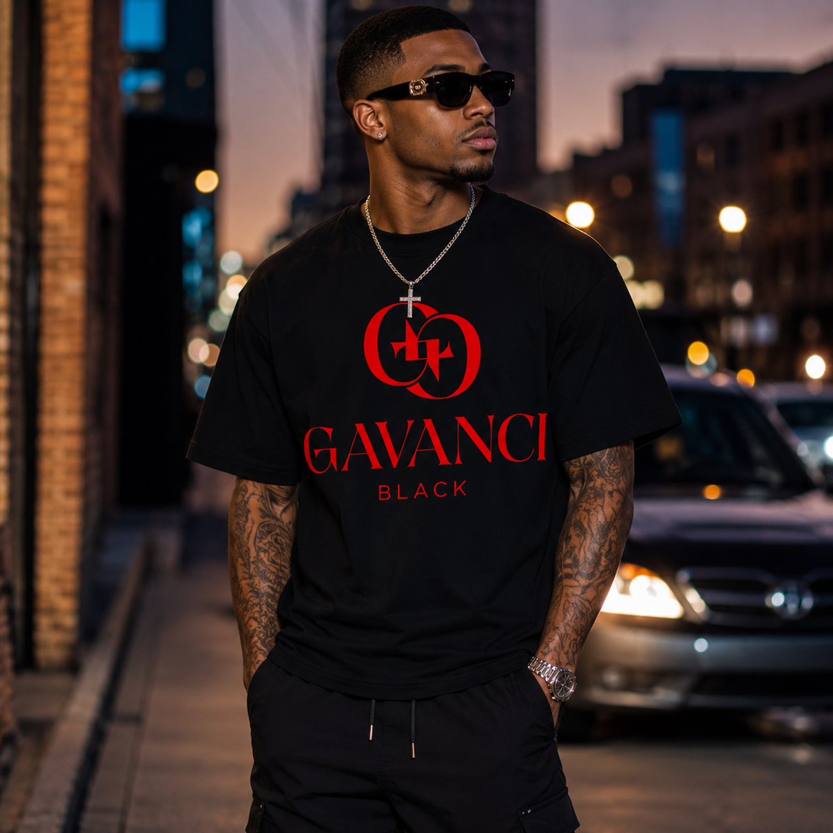 Gavanci Black Designer Men’s premium heavyweight tee