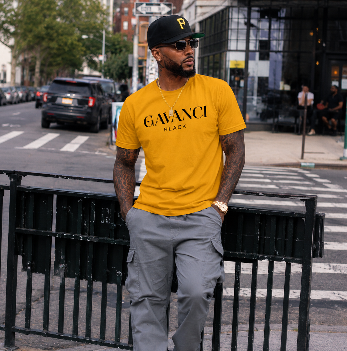 Gavanci Black Designer Men's T-shirt