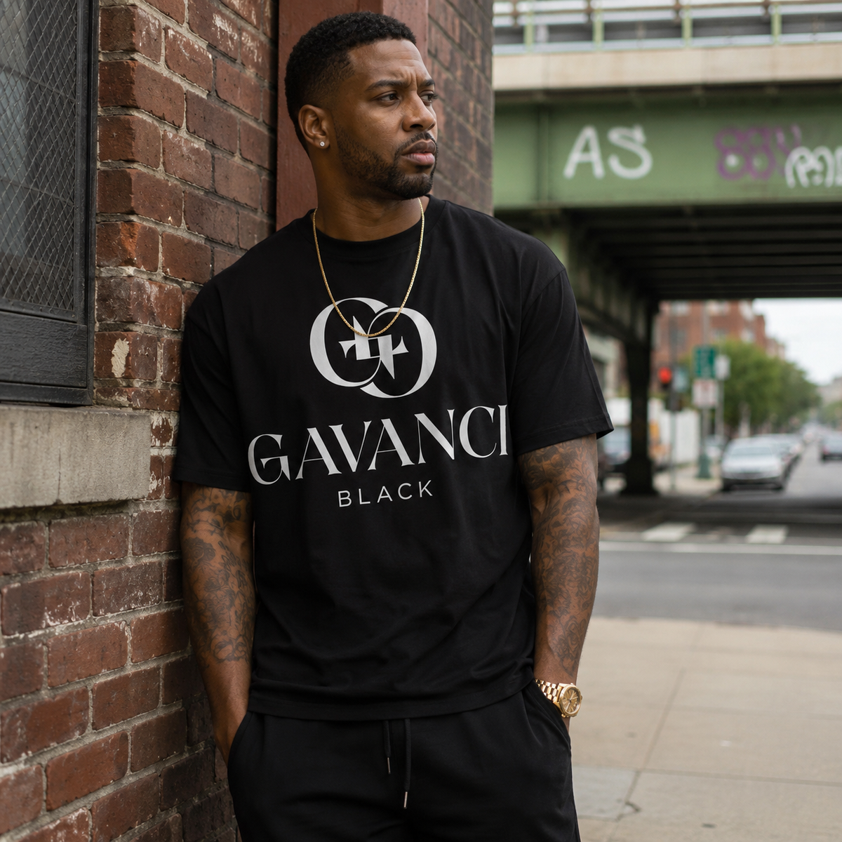 Gavanci Black Original Logo Men’s Premium Heavyweight Tee