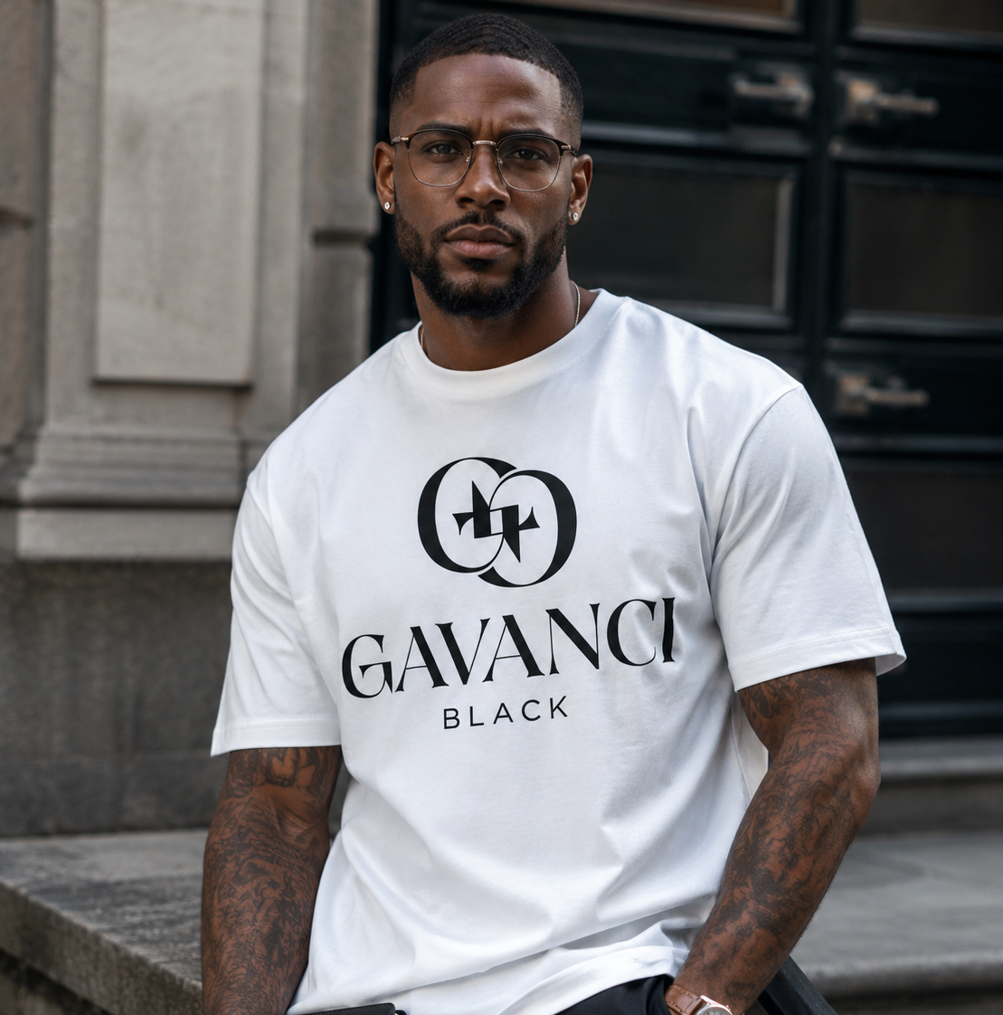 Gavanci Black Original Logo Men’s Premium Heavyweight Tee