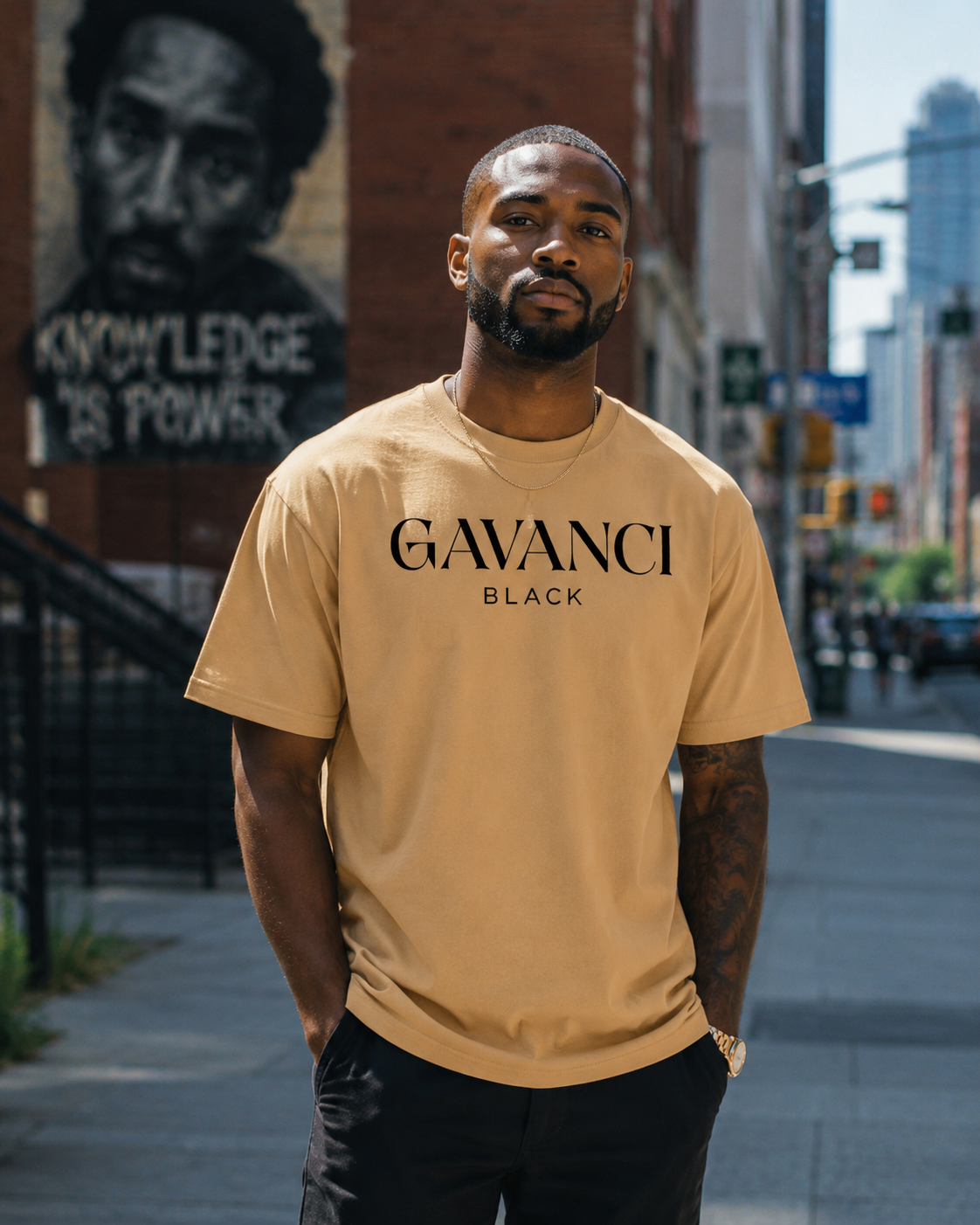 Gavanci Black Original Logo Men’s Premium Heavyweight Tee