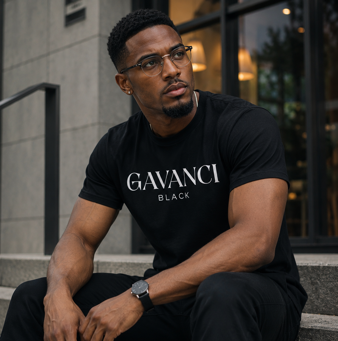 Gavanci Black Original Logo Men’s premium heavyweight tee