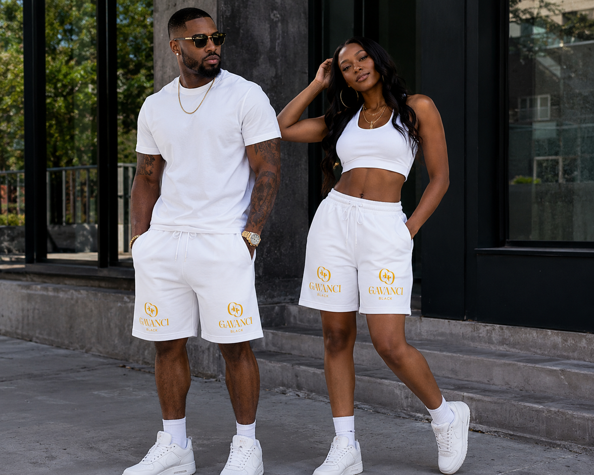 Gavanci Black Designer (Gold) Fleece Shorts