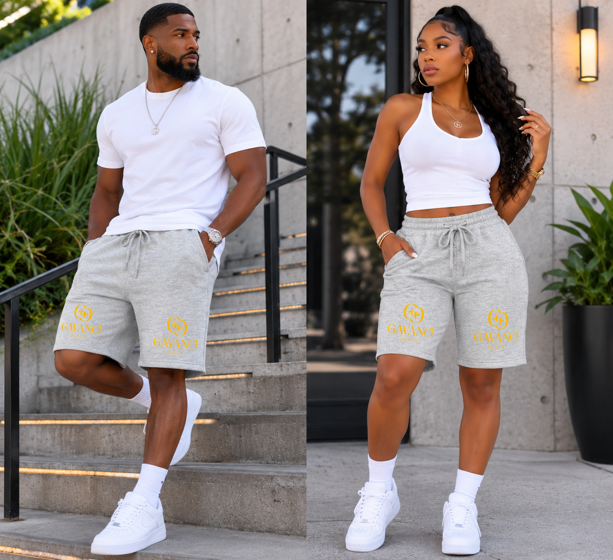 Gavanci Black Designer (Gold) Fleece Shorts