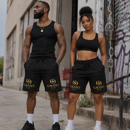 Gavanci Black Designer (Gold) Fleece Shorts