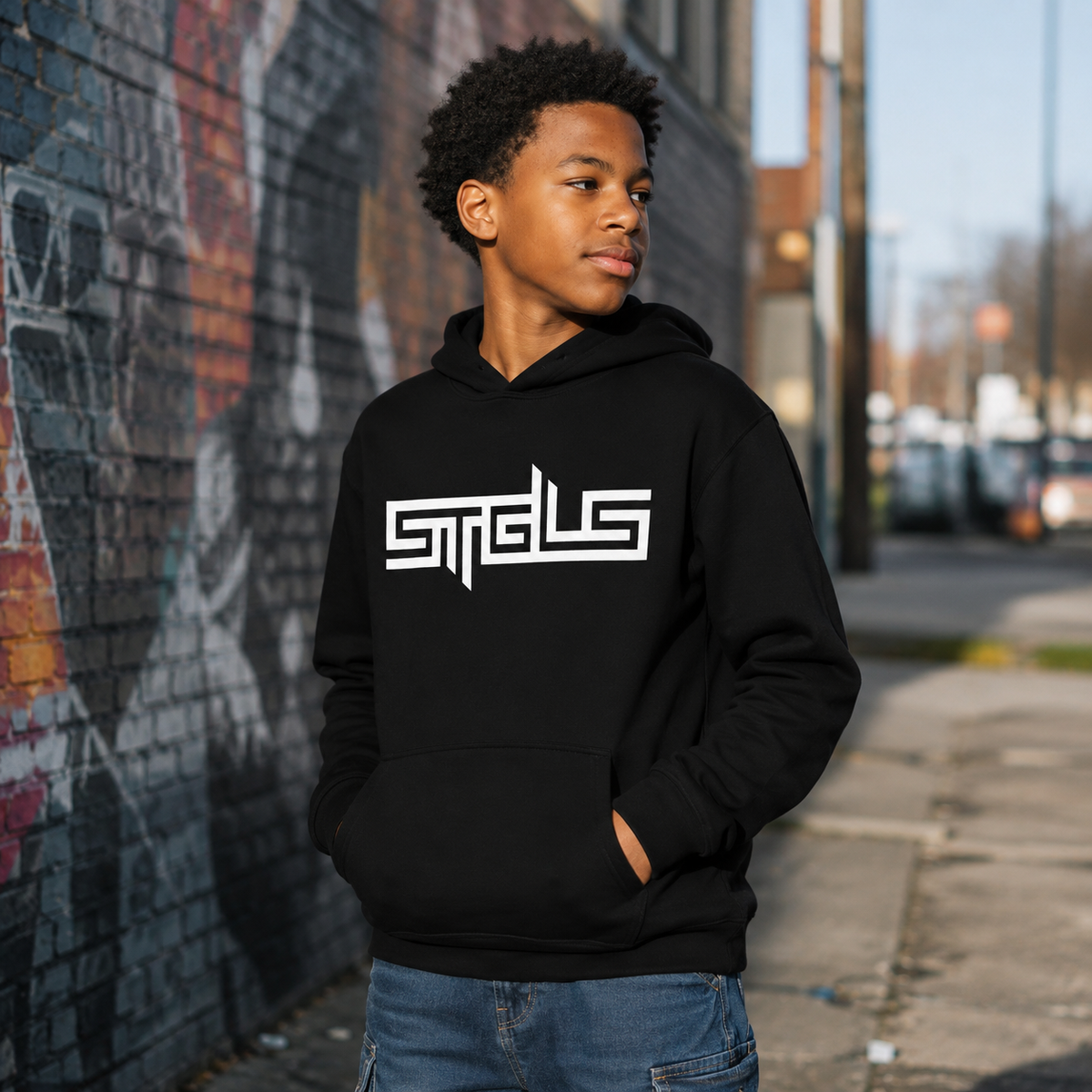 STRHUGOALS “STGLS Active” (White) Boy’s Heavy Blend Hoodie