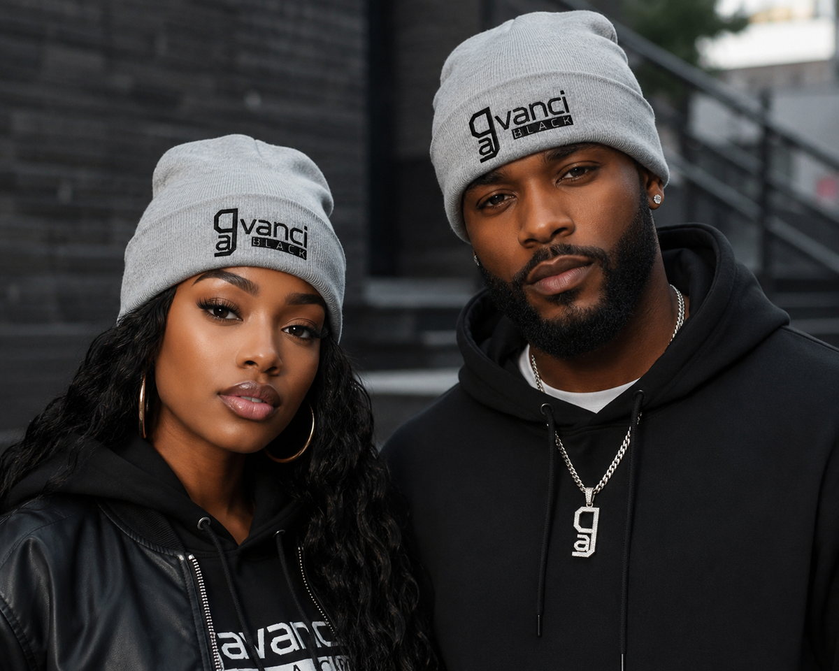 Gavanci Black “Lowkey Grey Day” Cuffed Beanie