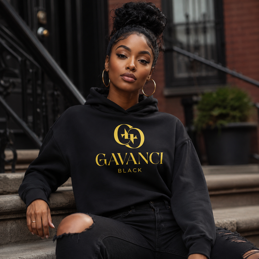Gavanci Black Designer Crop Hoodie