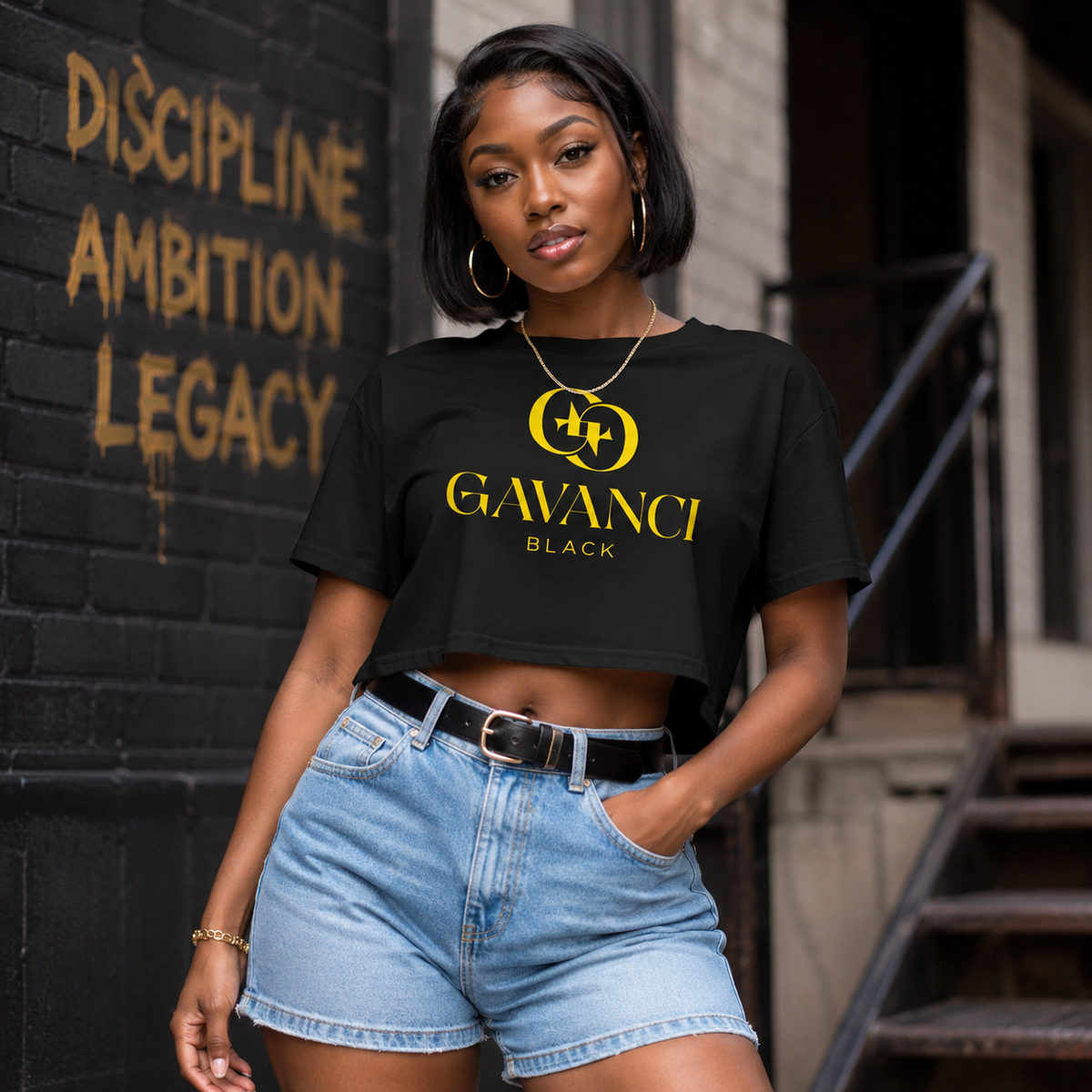 Gavanci Black Designer Women’s crop top