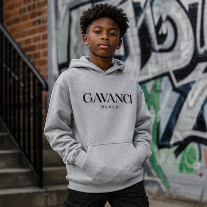 Gavanci Black Original Logo Boys Fleece Hoodie