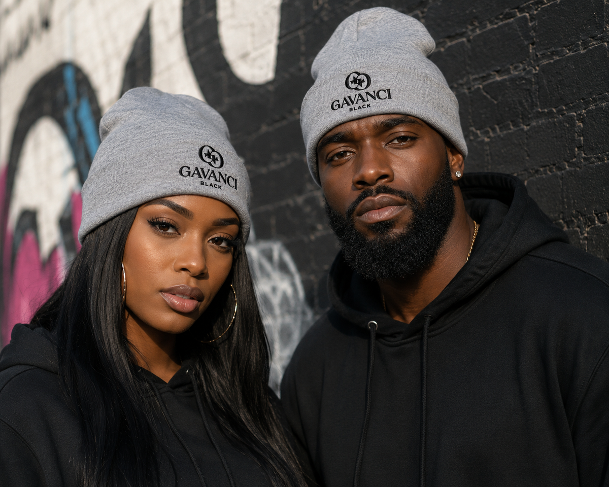 Gavanci Black Designer Cuffed Beanie
