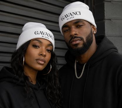 Gavanci Black Original Logo Cuffed Beanie