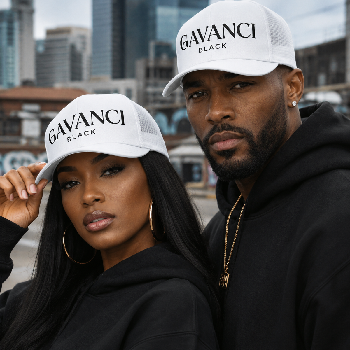 Gavanci Black Original Logo Trucker Cap