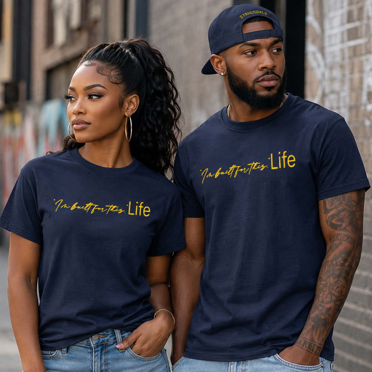 STRHUGOALS "I'm built for this. Life" Gold Men's t-shirt