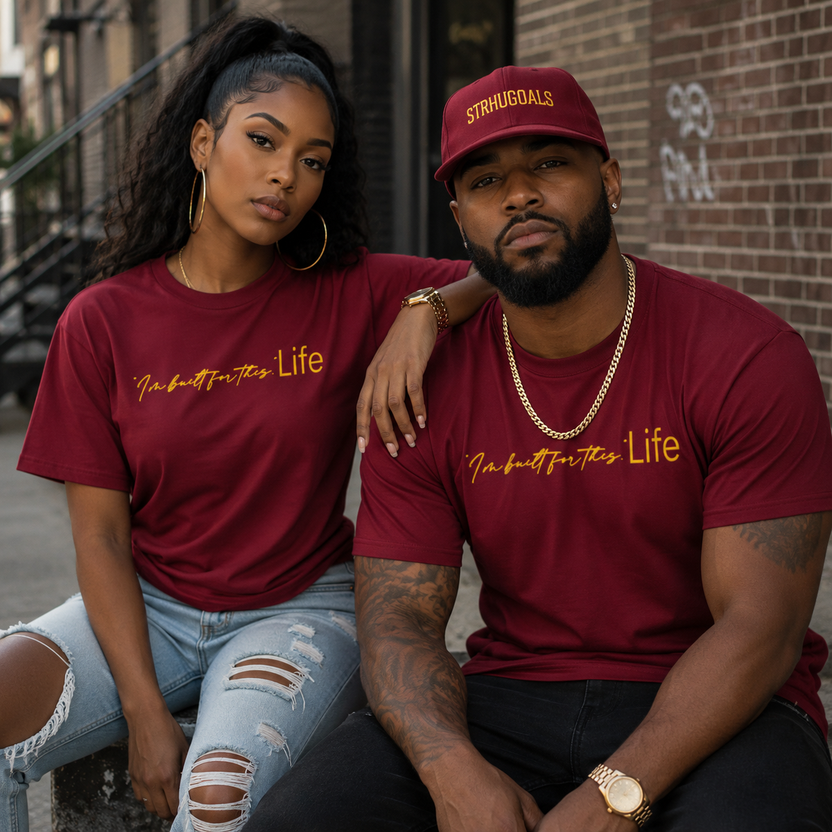 STRHUGOALS "I'm built for this. Life" Gold Men's t-shirt