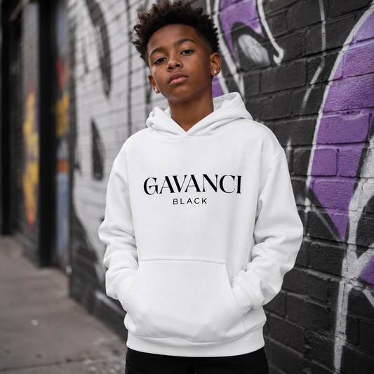 Gavanci Black Original Logo Boys Fleece Hoodie