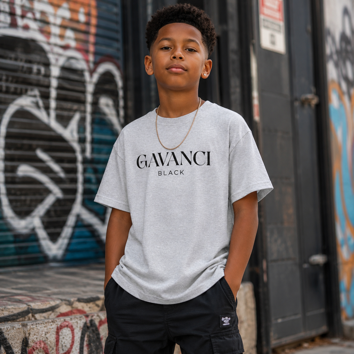 Gavanci Black Original Logo Boys Classic Tee