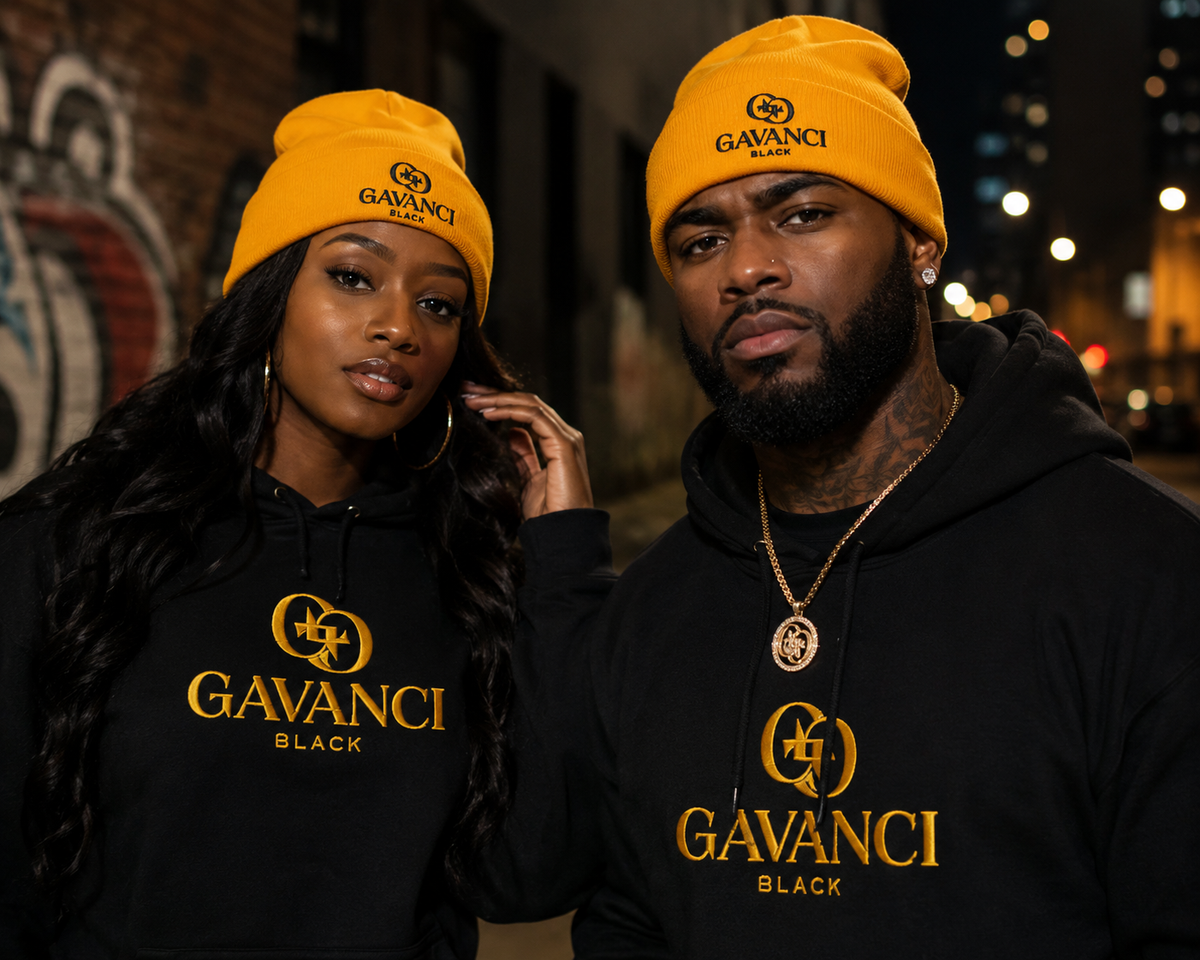 Gavanci Black Designer Cuffed Beanie