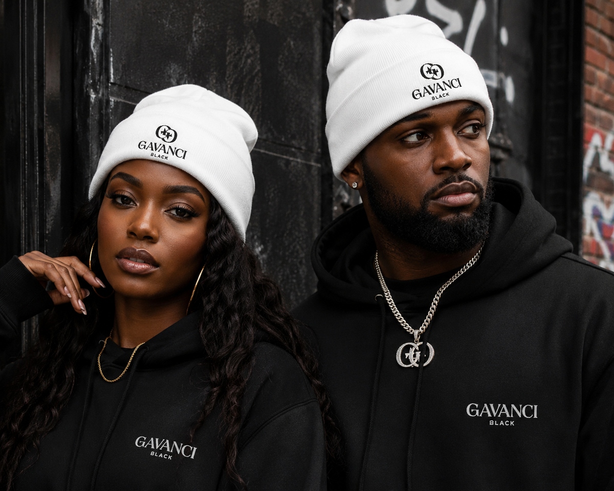Gavanci Black Designer Cuffed Beanie