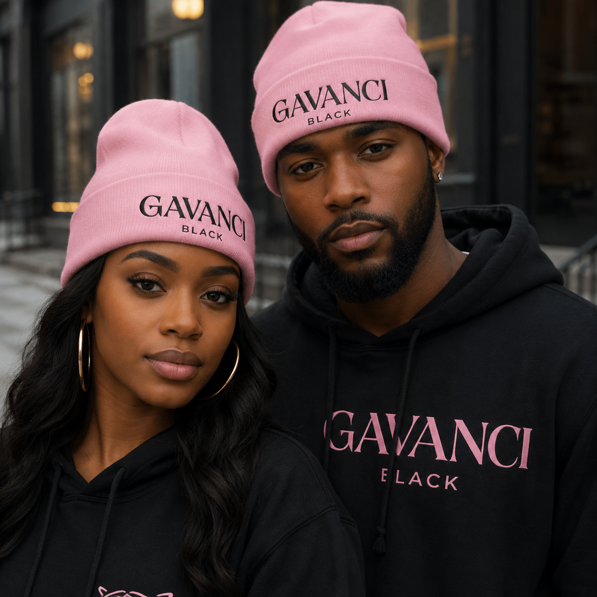 Gavanci Black Original Logo Cuffed Beanie