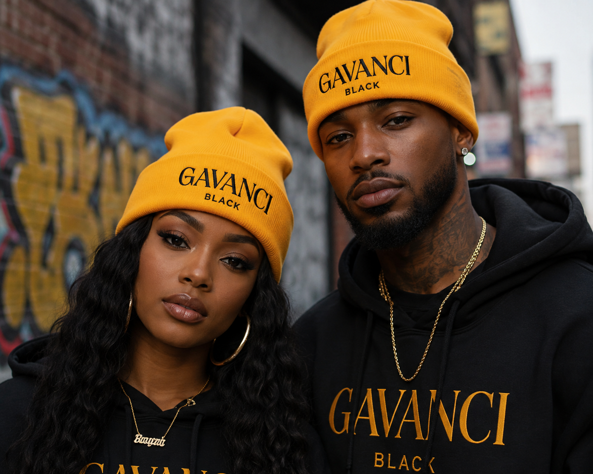 Gavanci Black Original Logo Cuffed Beanie