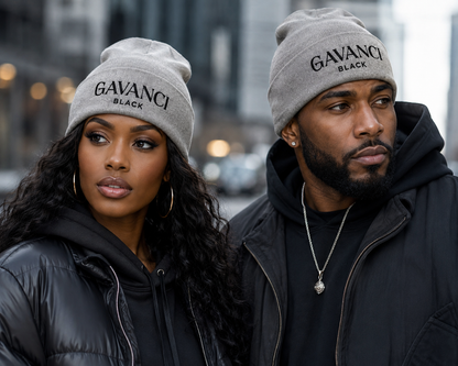 Gavanci Black Original Logo Cuffed Beanie