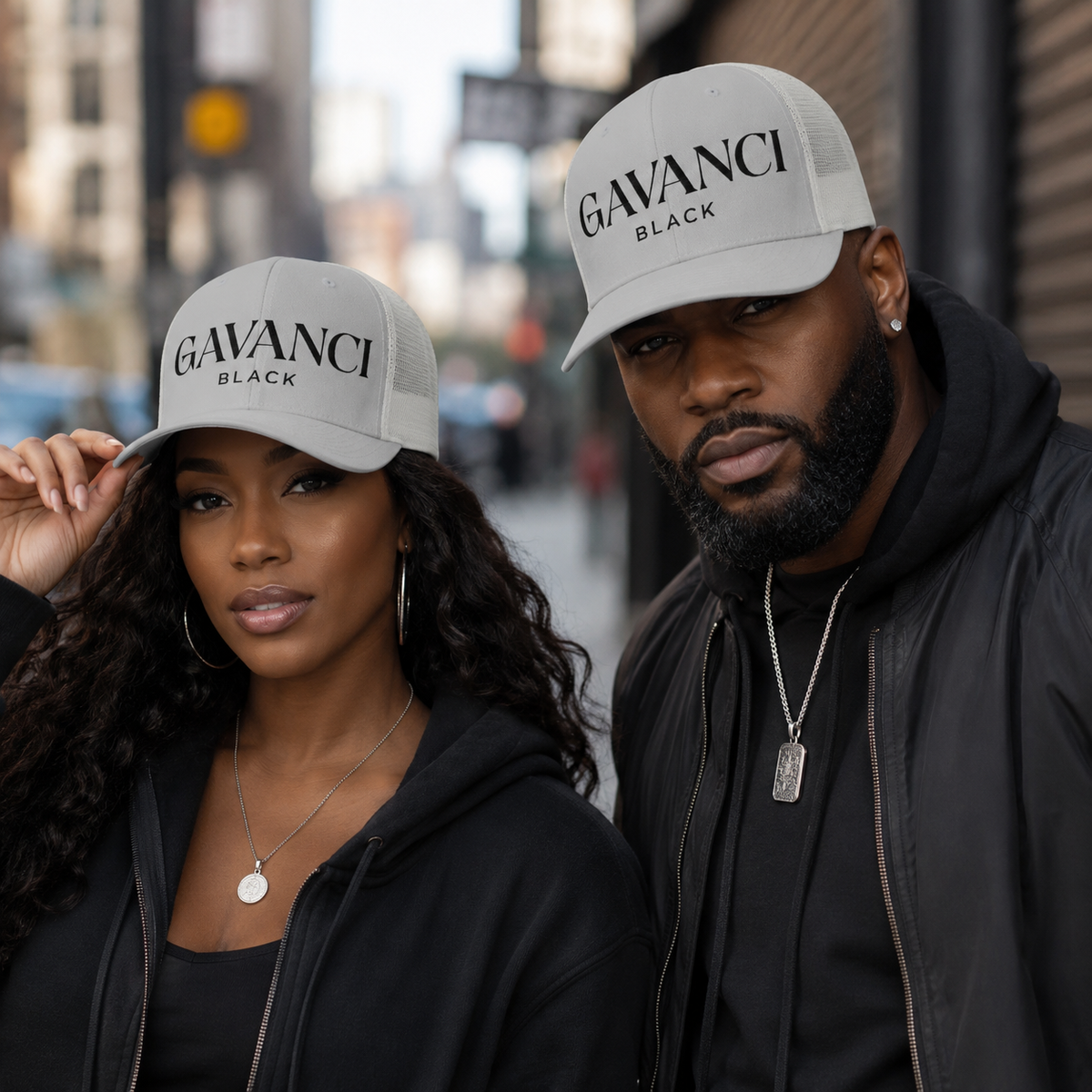 Gavanci Black Original Logo Trucker Cap