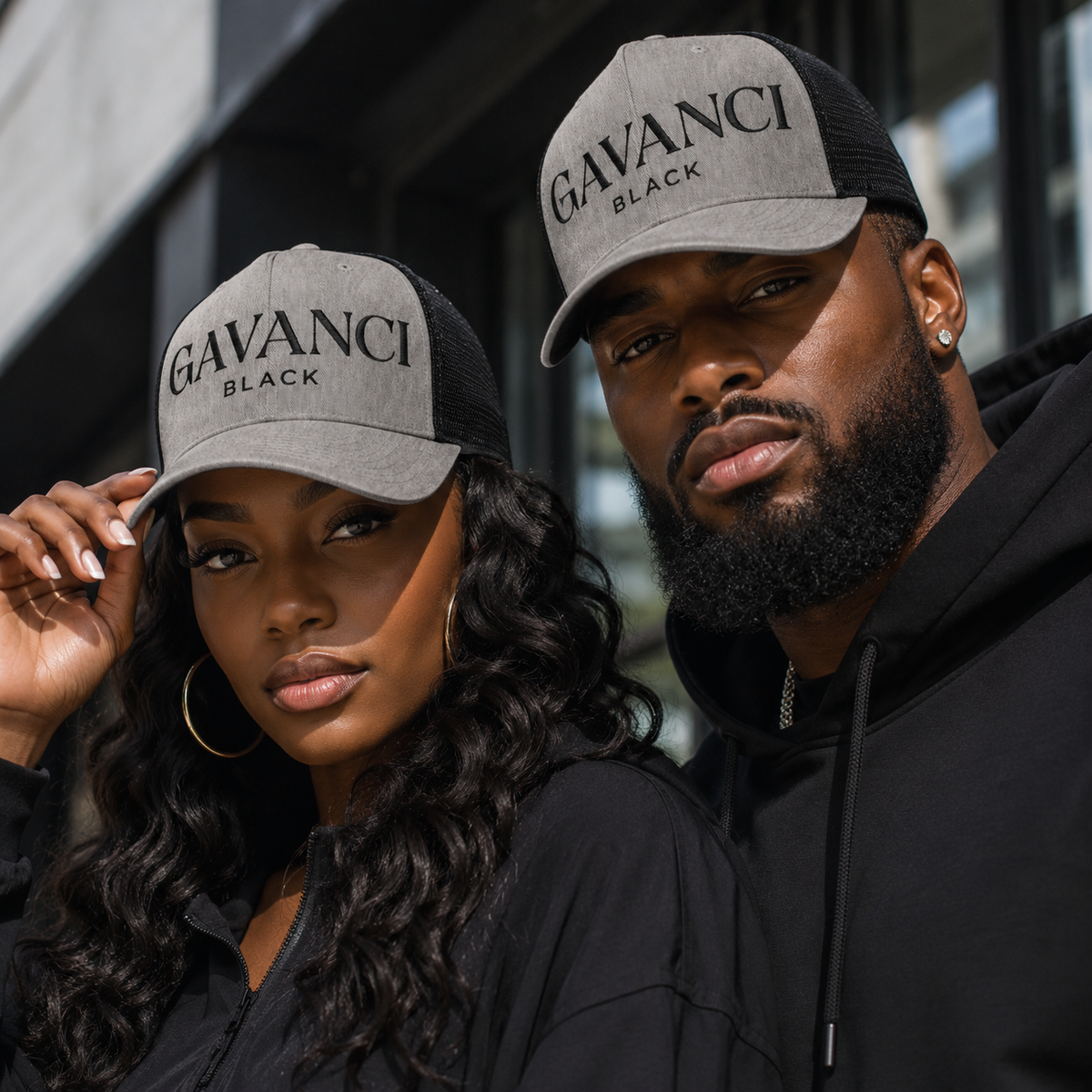 Gavanci Black Original Logo Trucker Cap