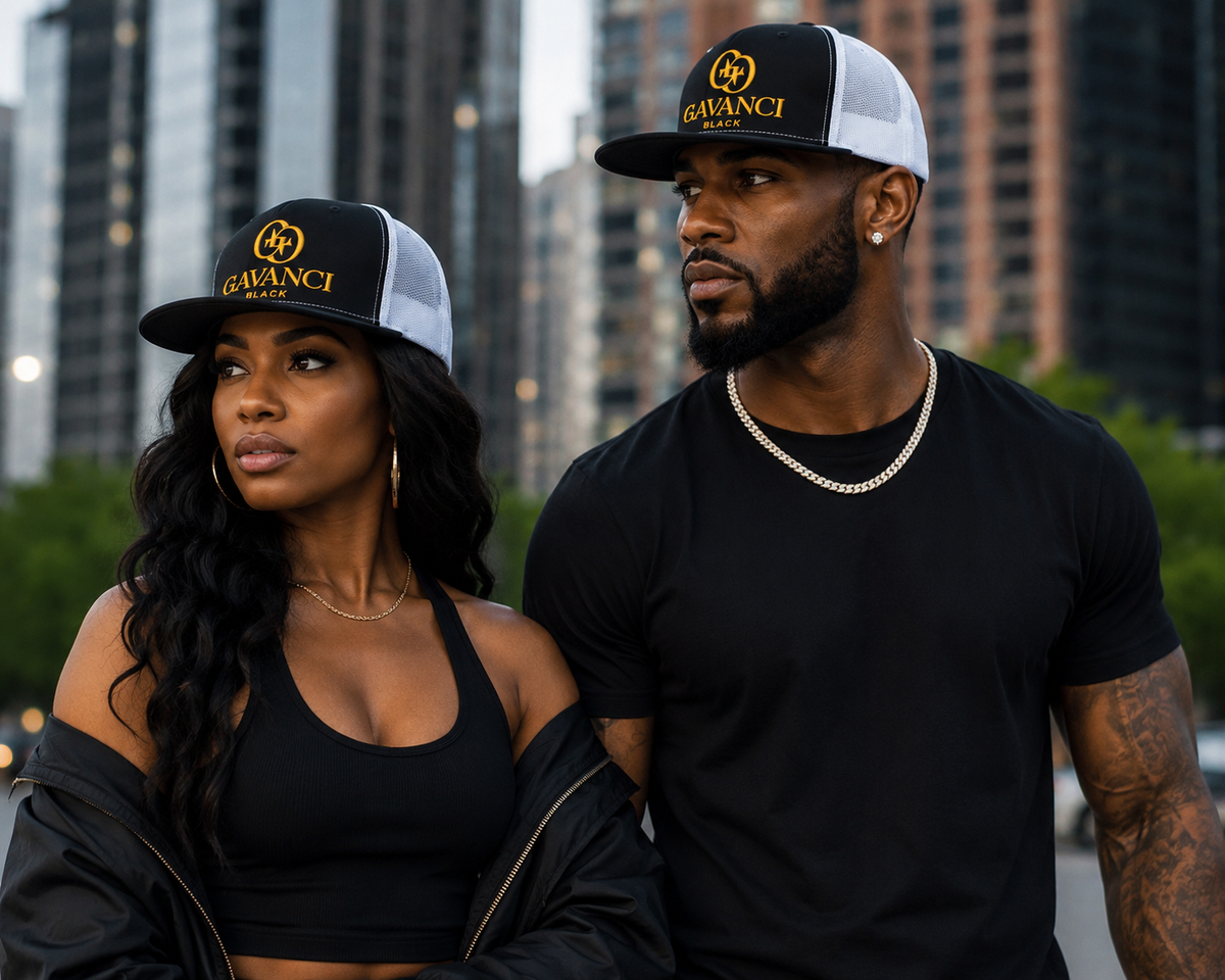 Gavanci Black Designer (Gold) Trucker Cap