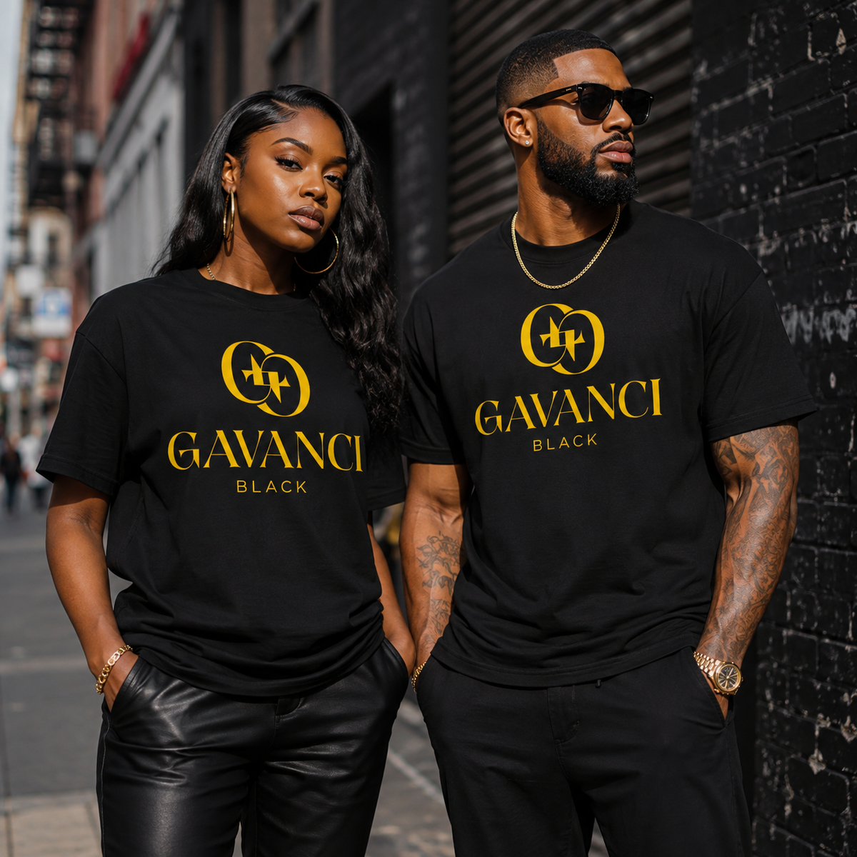Gavanci Black Designer (Gold) Men’s premium heavyweight tee