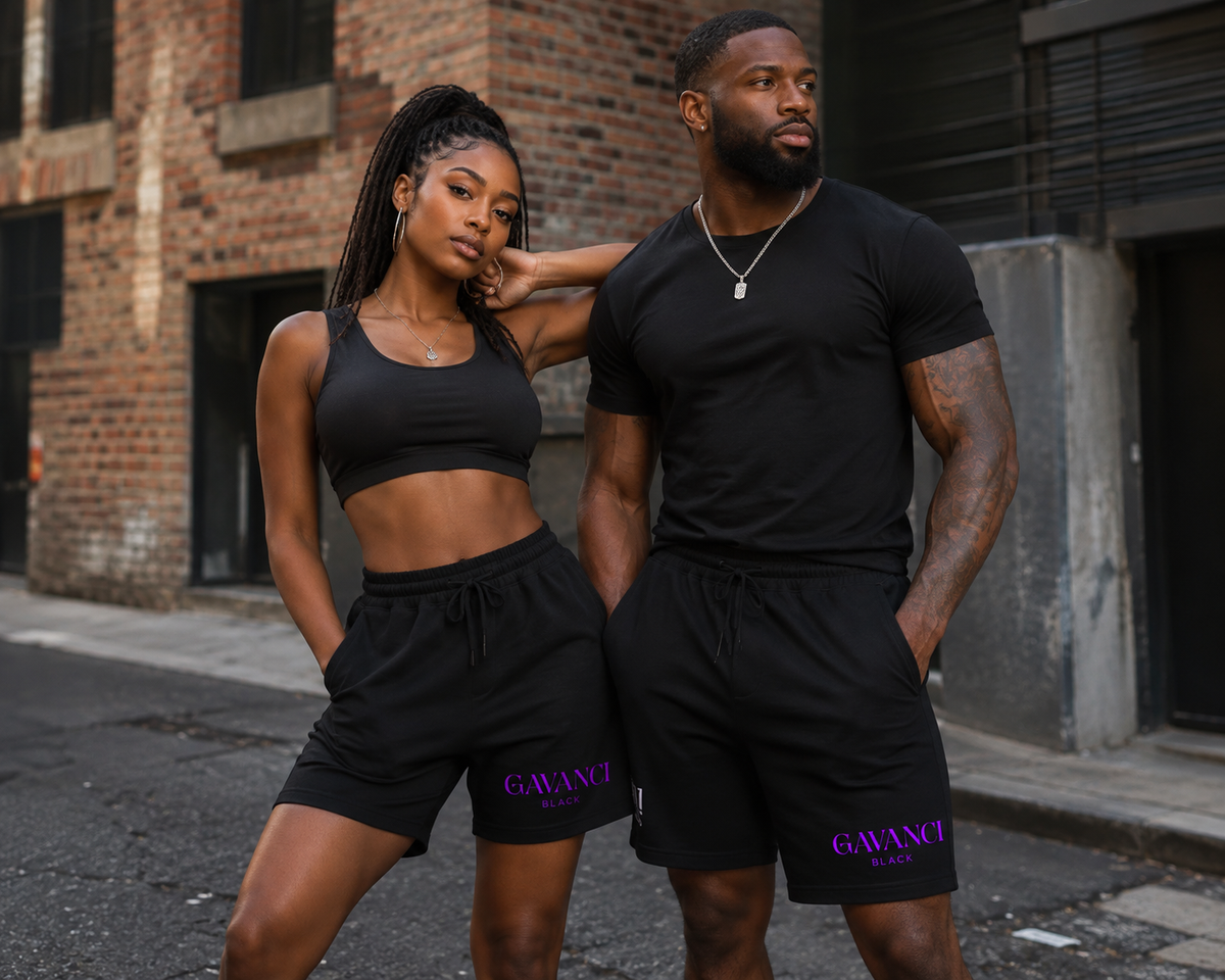 Gavanci Black Original Logo fleece shorts